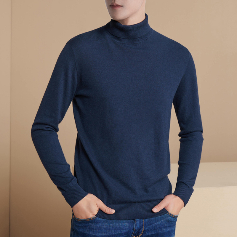 罗米欧男装秋冬男士羊毛衫纯色针织衫高领毛衣打底衫保暖羊绒衫