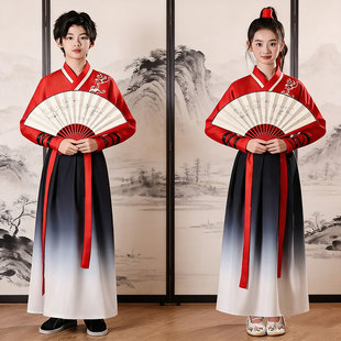 天地龙鳞精忠报国中国龙舞蹈演出服装男女学生扇子舞表演骁敬以后