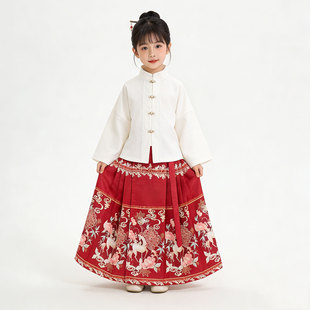 立春马年马面裙天地龙鳞男女儿童六一舞蹈演出服装表演苍穹唤铭记