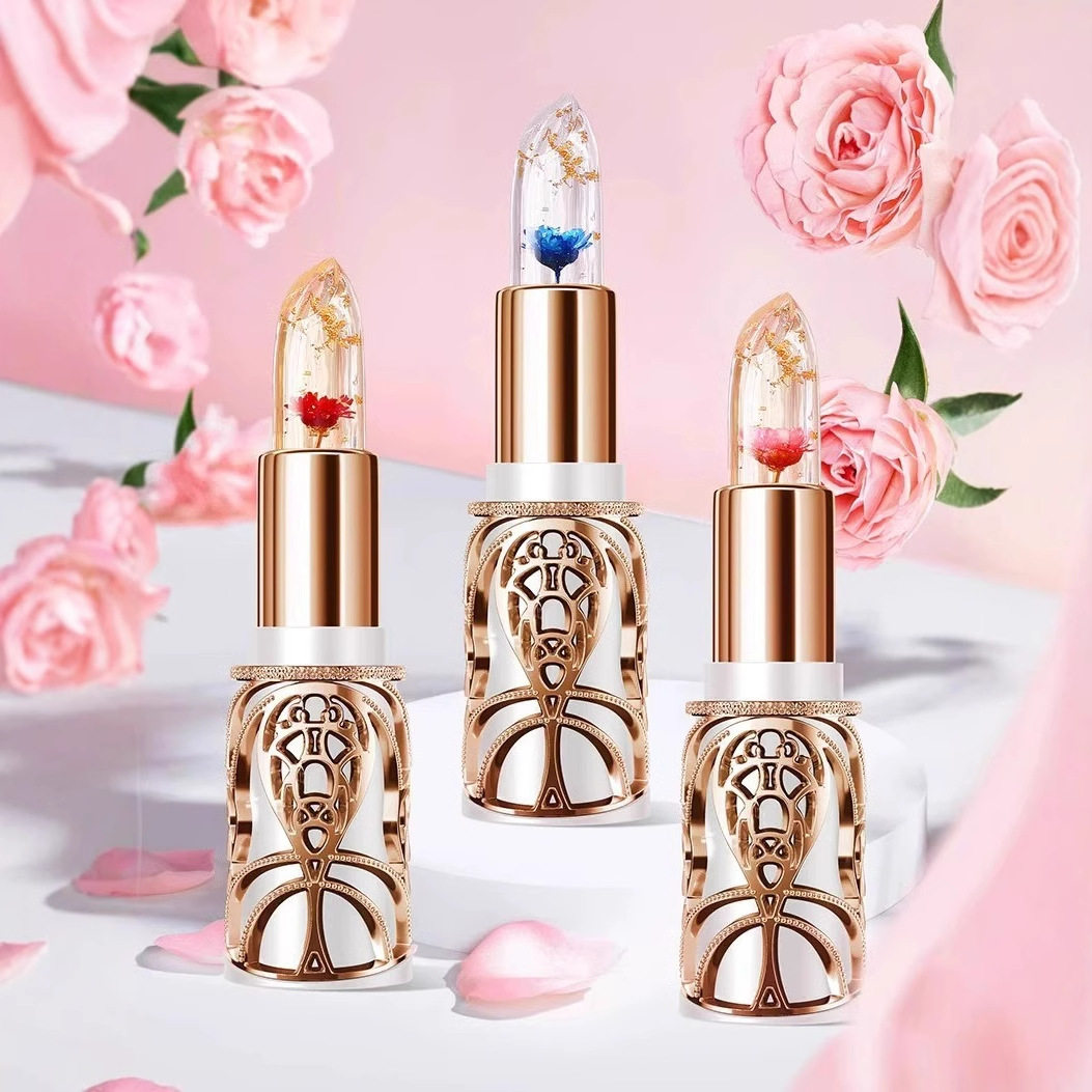 HIH花瓣果冻变色口红持久温变温感鲜花润唇膏女持久滋润保湿