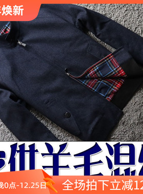 镇店之宝3折秋冬羊毛英伦格子G4宝蓝色男士立领夹克 215568 P150