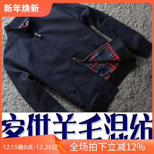 P150 215568 镇店之宝3折秋冬羊毛英伦格子G4宝蓝色男士 立领夹克