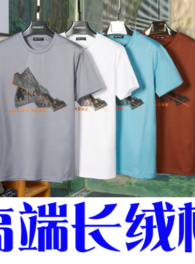 夏季清仓3折山丘印花进口长绒棉柔软舒适吸汗透气男短袖T恤211141