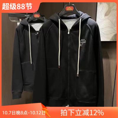 螺纹棉内里植绒男连帽开衫外套