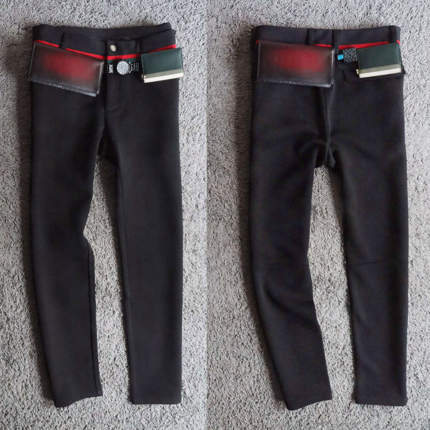 高性价比1折冬季厚款意式商务柔软黑色男士休闲裤大40码 G172 P35