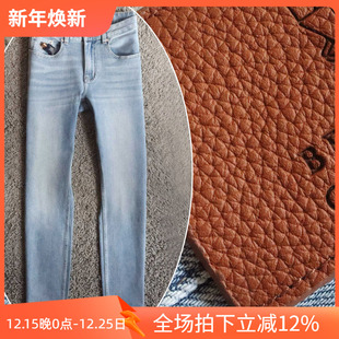 P140 22461 镇店之宝3折秋季 层牛皮皮牌浅蓝商务弹性男牛仔裤