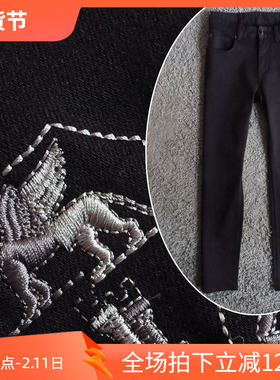 低调老钱风2025新品丹宁弹性修身纯黑简约商务男牛仔裤24747 P140