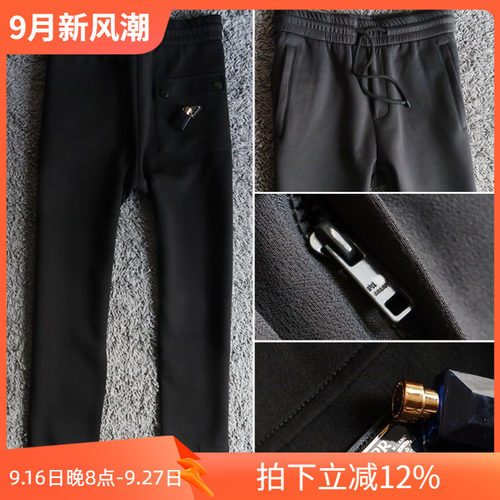 厚款纯棉弹性修身男士休闲裤