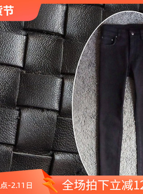 2折秋季丹宁弹性修身编织纹皮牌黑色商务男士牛仔裤30码23969 p70