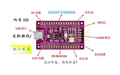 GD32F310G8U6开发板GD32F310G8U6核心板GD32F310开发板