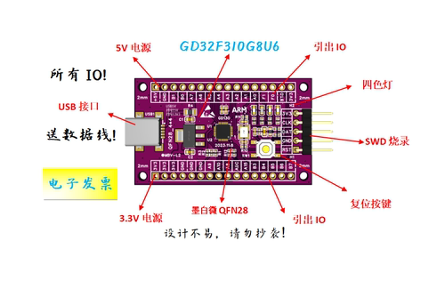 GD32F310G8U6开发板GD32F310G8U6核心板GD32F310开发板