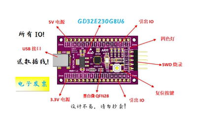 GD32E230G8U6开发板GD32E230G8U6核心板GD32E230G8U6开发板