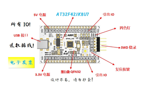 AT32F421K8U7开发板AT32F421K8U7核心板AT32F421K8U7最小系统板