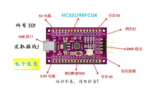 HC32L190FCUA开发板HC32L190FCUA核心板HC32L190开发板HC32核心板