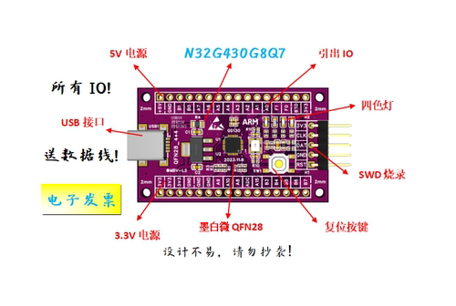 N32G430G8Q7开发板N32G430G8Q7核心板N32G430开发板N32G430核心板