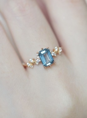 Bleu nuit蓝夜幻想曲 沦陷了 浓郁伦敦蓝托帕石锆石开口戒指