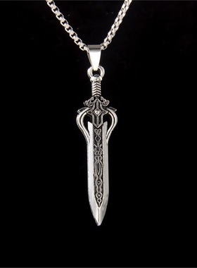 千叶复古男士泰银项链模型道家青铜宝剑配饰小众霸气毛衣链配饰