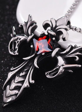 骑士复古十字架项链男士嘻哈简约韩版潮男个性吊坠学生剑挂件