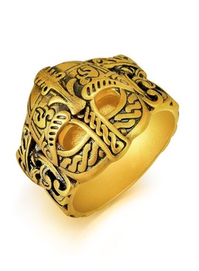 泰银酷潮系列龙头盔酷黑戒指复古夸张简约个性饰品开口戒指