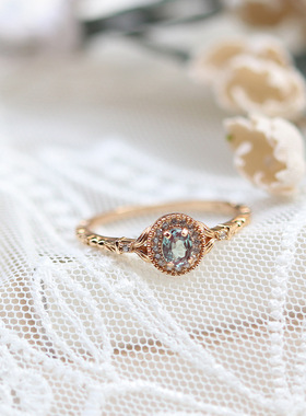 超梦幻日系亚历山大 锆石复古戒指 轻奢开口可调节指环百搭潮