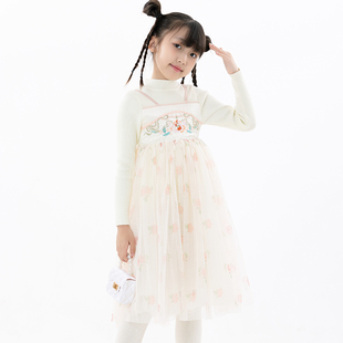 Singira女童秋冬长袖毛衣休闲汉服纱裙洋气时尚毛衣汉服裙中国风