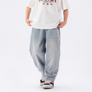 Singira夏儿童休闲长裤水洗软牛仔垂感日系百搭牛仔裤宽松直筒裤