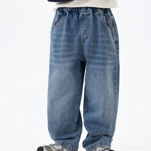 Singira秋季儿童水洗长裤国潮字母元素男童老爹裤国潮女童牛仔裤