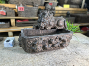 中国风仿青石禅意桌面花盆水盆石头怀旧做旧吐水吸水兽流水花盆