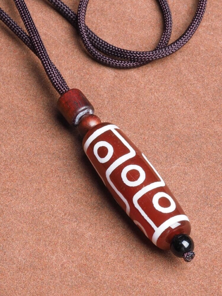 Tibetan fax products, nine -eyed bead necklace, men and women retro agate pendant couple Buddha bead sweater chain long versatile pendant