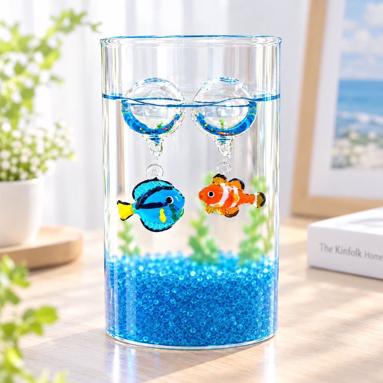 海藻球微景观生态瓶装饰悬漂浮饰品玻璃尼莫浮球泡泡创意花瓶造景
