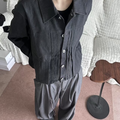 双色压褶牛仔夹克JUICEBOY短宽