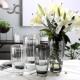 简约直纹开口玻璃花瓶家居客厅电视柜餐桌装 饰玫瑰百合花插花花器