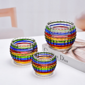 法兰晶北欧简约彩绘创意圆球加厚玻璃花瓶客厅水培家居装 饰摆件