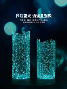 创意简约现代荧光夜光发光手工玻璃花瓶摆件家用客厅餐厅桌面插花