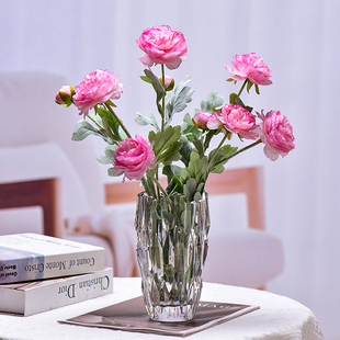 北欧风创意菱形加厚透明玻璃花瓶水培插花器客厅茶几餐桌装饰摆件