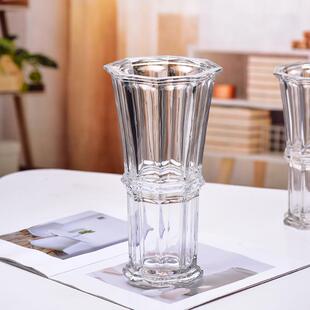 轻奢风透明玻璃花瓶插花水养玫瑰百合富贵竹客厅餐桌摆件软装花器