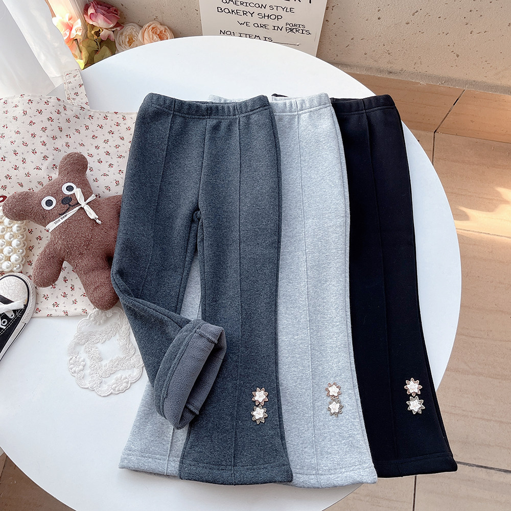 女童加绒打底裤秋冬季外穿保暖长裤韩版洋气中大童喇叭裤加厚一体,童装/婴儿装/亲子装,裤子,淘宝优惠券,粉丝福利购,淘宝优惠卷