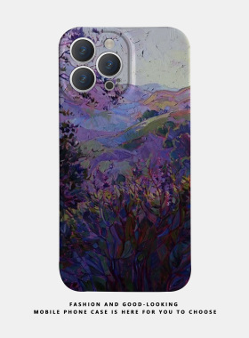 适用华为oppo苹果iqoo荣耀iphone17 16promax/15pro/14/13/12/mate70 60新款情侣手机壳plus水墨紫色油画花朵