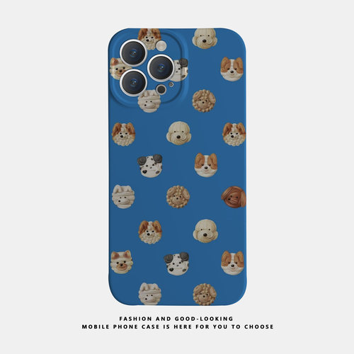 适用苹果华为蓝底小狗饼干iphone17 15手机壳1312promax荣耀60/70/80P50X90proOPPOreno9/iqoo12新款7/8plus