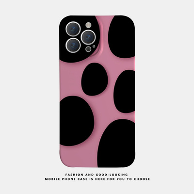 适用苹果华为粉底黑色鹅卵石iPhone17 1315promaxnova9/mate50新款p50s16荣耀80情侣opporeno9手机壳iqoo12