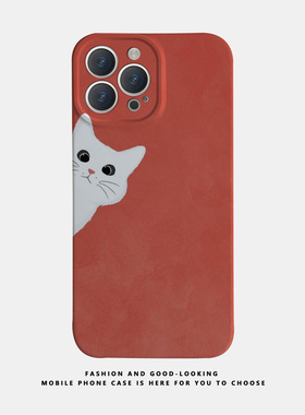 适用苹果华为iPhone17 15promax13reno9mate40p50新款x90pro/nova10荣耀80情侣手机壳iqoo10/12探头白色猫咪