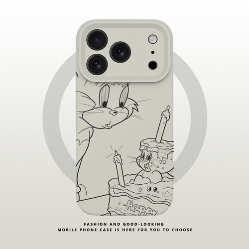 适用于苹果iPhone18ProMax手机壳17 16 15 14Plus 13 软新款液态硅胶Magsafe磁吸全包防摔保护套蛋糕猫咪老鼠