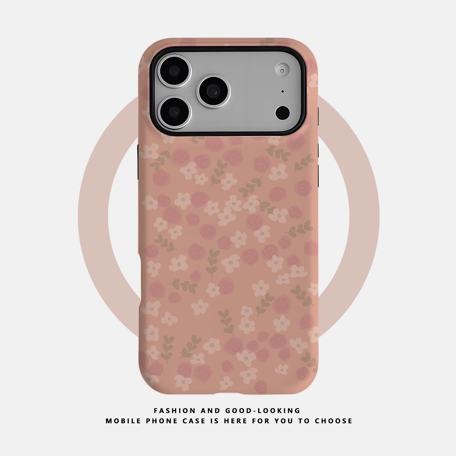 适用于苹果iPhone18ProMax手机壳17 16 15 14 Plus 13 12新款高档二合一菲林磁吸全包防摔保护套满屏粉色花朵