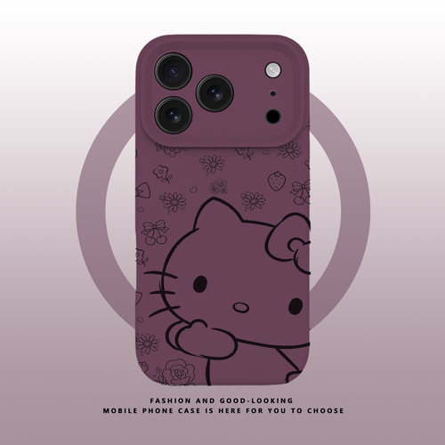 适用于苹果iPhone18ProMax手机壳17 16 15 14Plus 13 软新款液态硅胶Magsafe磁吸全包防摔保护套鲜花草莓粉猫