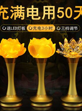 2025新款莲花灯充电佛堂灯长明灯led佛台灯观音佛灯佛前供灯家用