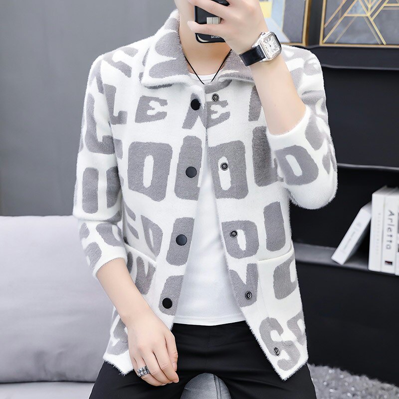 2021男士秋冬季新款水晶纱针织衫开衫毛呢外套潮流4002-M669,男装毛呢大衣,星座1018