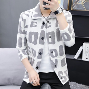 2021男士秋冬季新款水晶纱针织衫开衫毛呢外套潮流4002-M669图片