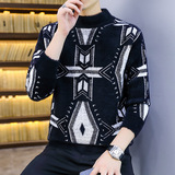 2021秋冬季新款仿貂绒半高领毛衣男针织衫流行帅气4002-M684-P45，男装针织衫/毛衣，星座1018