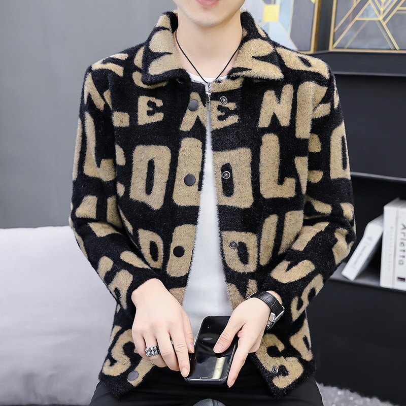 2021男士秋冬季新款水晶纱针织衫开衫毛呢外套潮流4002-M669,男装毛呢大衣,星座1018