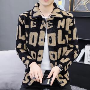 2021男士秋冬季新款水晶纱针织衫开衫毛呢外套潮流4002-M669图片